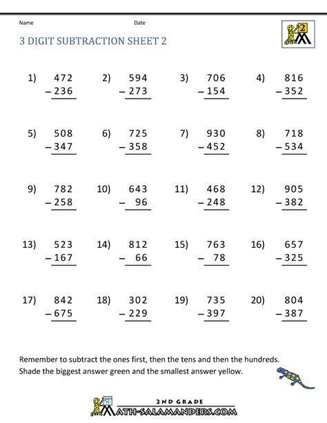 Subtraction of 3.